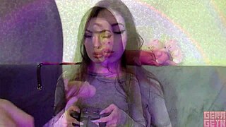 Gerageyn the e-girl gamer sucks big dick sloppy after videogames