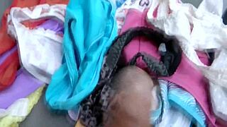 Wanna see my wife catch me exploding cum in her dirty panties?