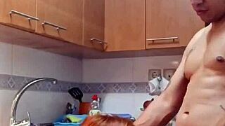 stepmom's juicy pussy pounded hard in kitchen creampie bliss