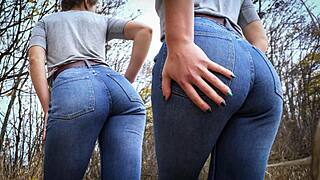 Milf Teases Huge Ass in Tight Blue Jeans Outdoors!