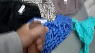 Wanna see my wife catch me exploding cum in her dirty panties?