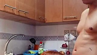 stepmom's juicy pussy pounded hard in kitchen creampie bliss