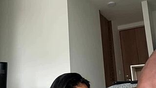 she slurps stepbro's cock in sloppy deepthroat blowjob action