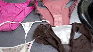Wanna see my wife catch me exploding cum in her dirty panties?