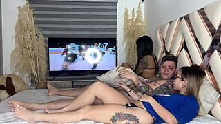 girlfriends hottest latina pal slurps my throbbing cock sexy wet blowjob