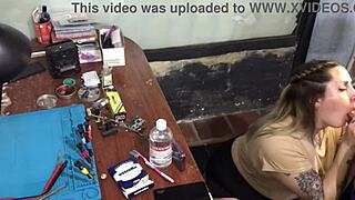 couldn't pay the tech so i ended up teasing his cock with my mouth