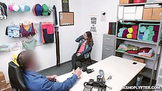 lp officer ravages lily's hot tight pussy fully over the desk table