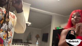 Str8Rich Pounds Sexy Redhead Ebony Teen's Tight Ass Doggystyle at Wild Atlanta Halloween Party.