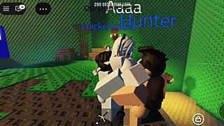 Big cock threesome pounds random Roblox girl's massive ass and tits