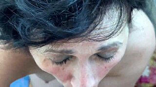 super sexy mommy brunette deepthroats my cock homemade pov until massive facial cumshot