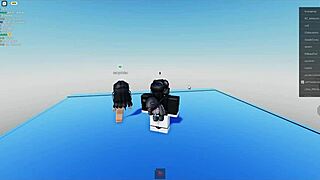 hot chick jerks off the young hung stud's massive cock