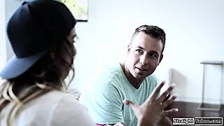 Heart pounds as stepbrother claims lesbian stepsister's tight shaved pussy