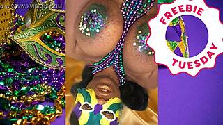 Jessica Grabbit Flashes Big Natural Tits at Mardi Gras with Rabbit Toy