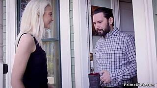 Step Mom Ties Up Blonde Teen for BDSM Whipping Choking and Deepthroat Domination