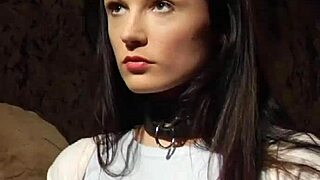 Bound lesbian slave rides big strapon doggystyle to hard orgasm