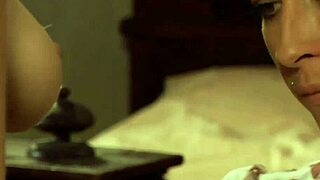 Busty lesbian slave masturbates big tits in bondage