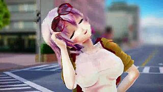 Short hair cartoon girl dances undresses in rhythmic 3D striptease sequence