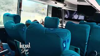 girlfriend sneaks oral on boyfriend during bumpy bus ride to bogota