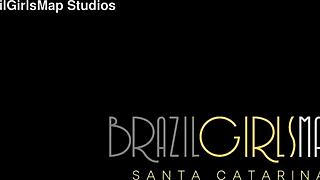 busty mirella from santa catarina's huge tits and ass make her squirt wildly bent over