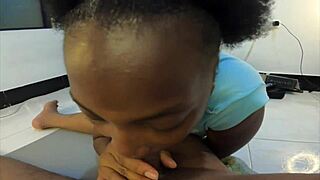 imagine your big cock buried in my submissive ebony mouth sloppy spit play begs for it