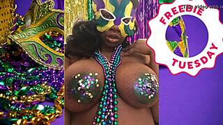 Jessica Grabbit Flashes Big Natural Tits at Mardi Gras with Rabbit Toy