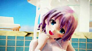 Short hair cartoon girl dances undresses in rhythmic 3D striptease sequence