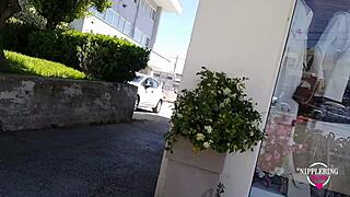 Nippleringlover kinky mother teases extreme pierced nipples pussy ass on street