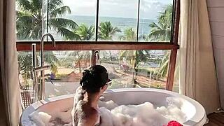 brazilian milf mommy hides big tits pussy moments from public view