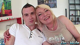 Cuck stares as black stud rams mature Adriana Love's pussy hard.