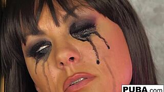 jezebelle bond slips into the bathtub stroking her big tits and wet milf pussy solo