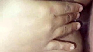 Indian girlfriend drops to knees for sloppy cock sucking then bends over bed for hard pounding and screams