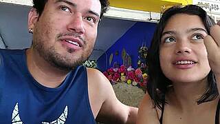 post party petite brunette babe chats then licks cock for close up hardcore fuck