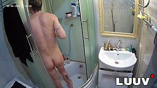 luuv tempts with quick shower tease before homemade sex blast on camera