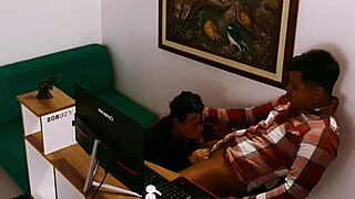 Curvy Colombian BBW babe delivers juicy office pussy pounding