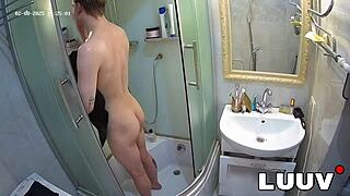 luuv tempts with quick shower tease before homemade sex blast on camera