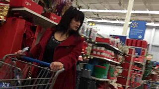 candid hidden cam catches one hot mommy shopping curves on display