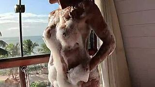 brazilian milf mommy hides big tits pussy moments from public view