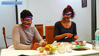 Lonely housewife seduces househelp for kitchen pounding session