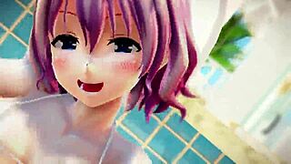 Short hair cartoon girl dances undresses in rhythmic 3D striptease sequence