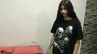 skinny latina why ride bro after gym and swallow his full load?