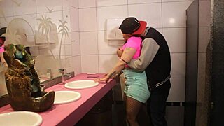 Safada sneaks bathroom creampie fuck at party with monster cock.