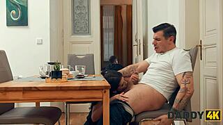 Slutty GF Cheats with Stepdad's Cock in Heels Stockings Perfect Body