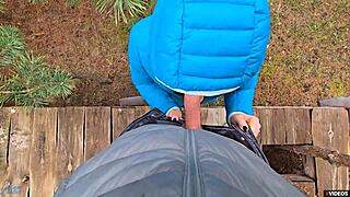 my wet milf pussy grips his throbbing cock tight refusing to let go before outdoor cumshot