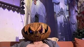 Halloween rey calabaza hides shy secrets in the spooky night shadows