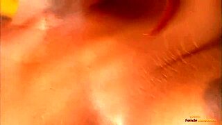 Redhead ebony babe teases leather bikini before bbc slides in deep