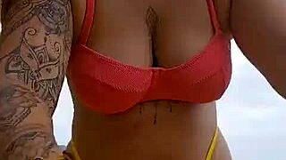 flashing my huge beach pussy while making up silly excuses to show it off