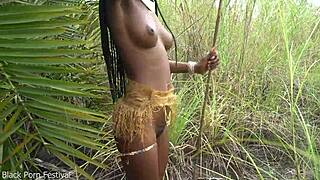 hot african babe cooks topless in jungle heat 🔥🌿😍