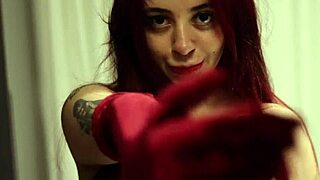 jessica rabbit's pierced nipples and wet tongue tease bodybuilder's cock in cosplay surprise