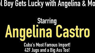 big mouth latina angelina castro teams with curvy babe mone for outdoor double blowjob on monster cocks in florida threesome