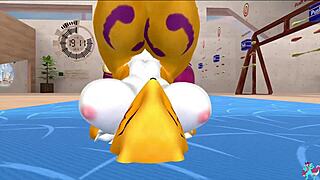 check renamon stretching furry style to hot beats